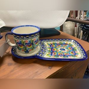 Polish Pottery Mug & Plate